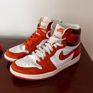 Nike Jordan 1 High-Top Sneakers in Orange and White